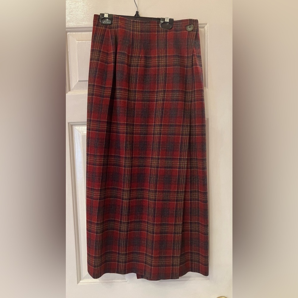 Pendleton Red Plaid Midi Skirt